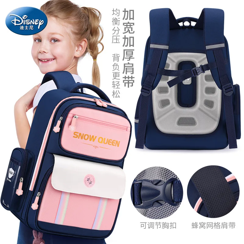 

2023 Disney Frozen Leisure School Bags For Girls Snow Queen Grade 1-6 Primary Student Shoulder Orthopedic Backpack Gifts Mochila