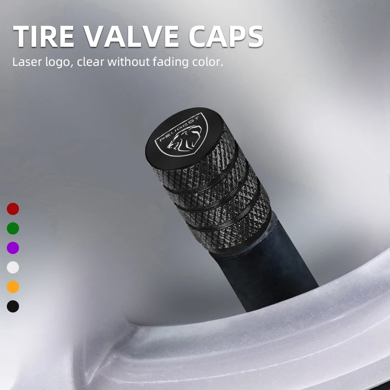 4 قطعة/المجموعة سيارة عجلة الاطارات صمام قبعات غطاء الجذع المعدني لبيجو 206 307 308 3008 207 208 407 508 2008 5008 اكسسوارات السيارات #5