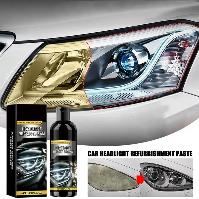 Car Headlight Refurbishment Paste Auto Headlight Cleaner Car Restoration Cream Automotive Care Remove Oxidation Headlight Polish