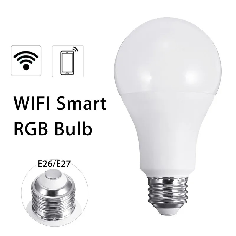 

1pcs E26 E27 10W RGB Wireless WiFi LED Smart Light Bulb Lamp for Echo for Alexa AC110V 2700K RGB Support Dropshipping