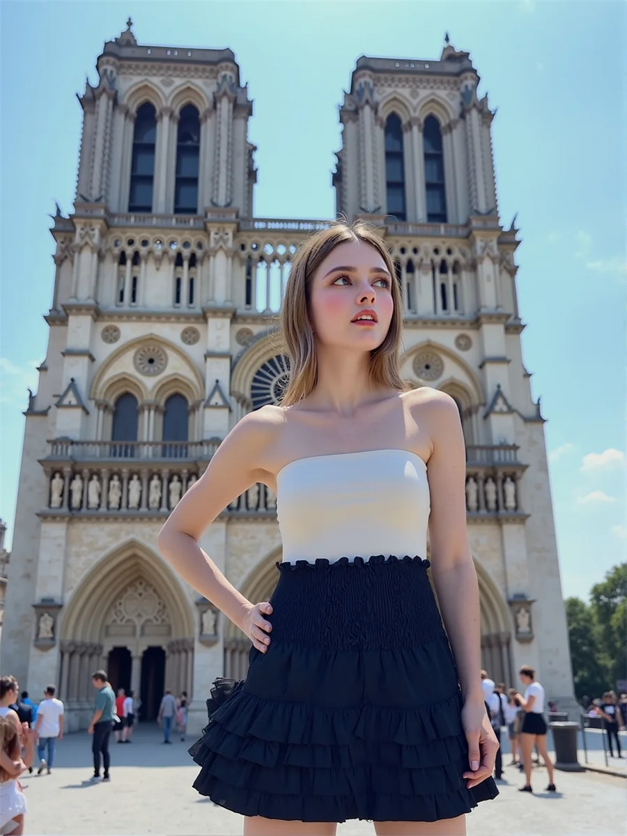 

Shirring Cake Y2K Mini Skirts Womens Midi Patchwork Pleat Hem Modern Chic Elegant Mesh Layered Ruffle Waist Feminina
