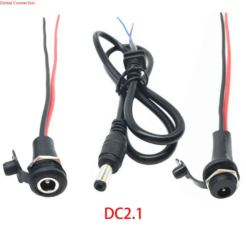 DC 2.1 Male Female Charging Port Charger Output Line Repair Accessories 36V 48V Round Hole Charging Port Male and Female Socket