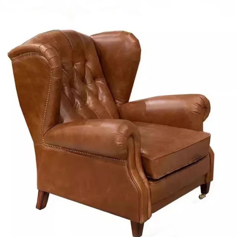 

American tiger chair retro old leather single chair