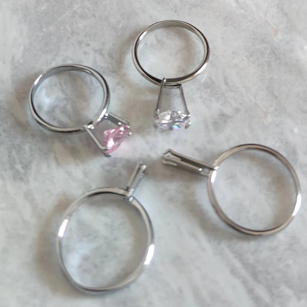 Metal Spring Type Ring Diamond Four-Claw Tweezers Stone Gemstone Holder Display Jewelry Tools Wedding Ring Try-on Equipment 1PC