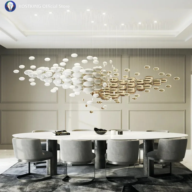 Luxury Golden Egg Collection Chandeliers For Lobby Hotel Staircase Modern Designer Glass Bowls Chandelier Customized Chandeliers