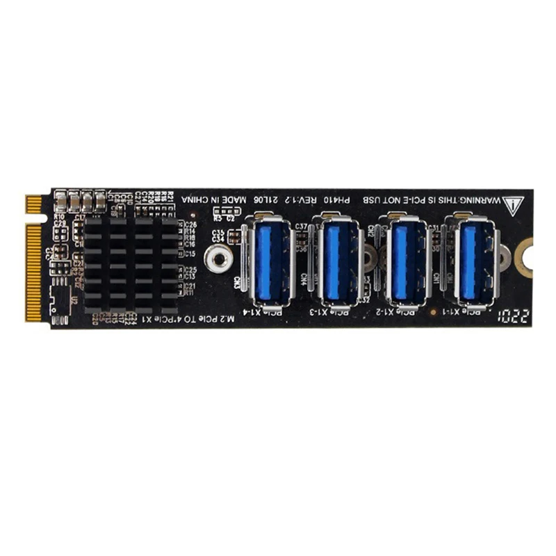 Плата расширения M.2 NVME на 4 порта PCI-E X1 USB3.0, Райзер-карта PCI Express, усилитель концентратора, адаптер M2, Райзер-карта для майнинга биткоинов Antminer