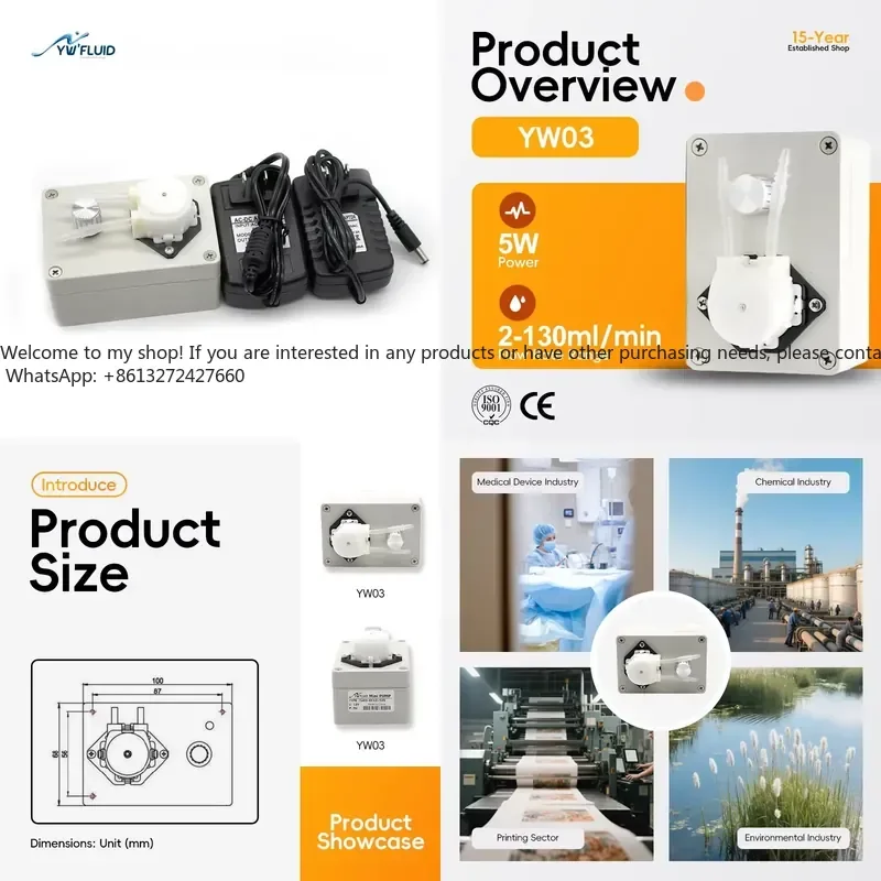 

New Design YW03 Series Flow Control Range 0.2-130ml/min Adjustable Micro Peristaltic Pump