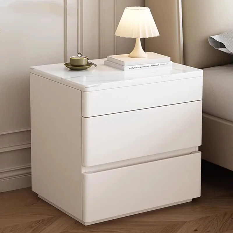 Table de chevet nordique crème avec compartiment secret sécurisé, table de chevet moderne minimaliste, meubles de style rustique glamour