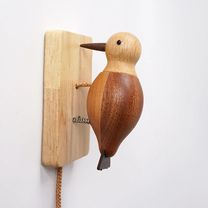 Wooden Woodpecker Creative Housewarming Gift Wooden Retro Knocker Pendant Doorbell