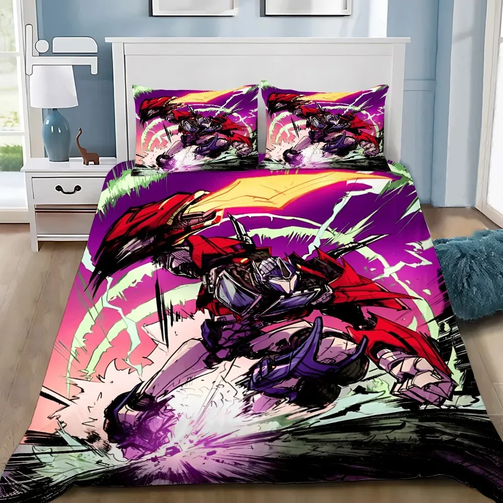 3D Printed Optimus Prime Duvet Cover Set Home Bedding Set, Boy Cartoon Duvet Cover Pillowcase, Bedroom Decoration