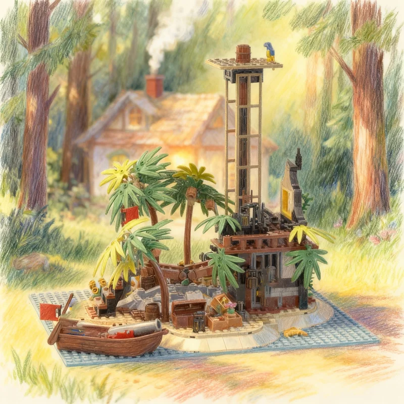 

555pcs MOC Forbidden Island Pirates I Model Building Blocks Construction Christmas Gift Toy Assemble Creative Education DIY Idea