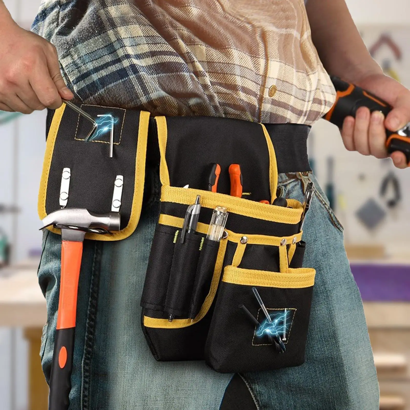 

Garden Tool Belt Adjustable Garden Tool Pouch Gifts Mens Apron Portable Waist Bag for DIY Plumbing Woodwork Gardener Electrician