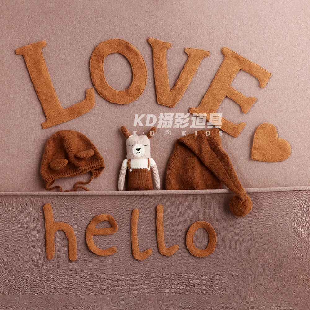 براون لهجة الوليد التصوير الدعائم عدة رائعتين محبوك قبعة الدب النسيج رسائل لطيف دمية استوديو 0-1 شهر الطفل جلسات الصور #5