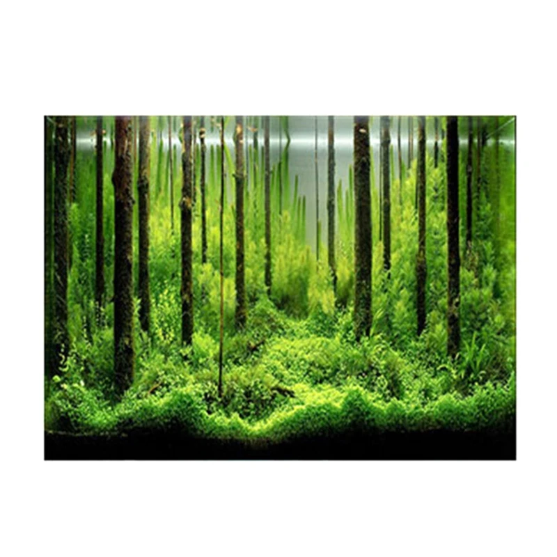 2 Piece Adhesive Underwater Forest Background Poster Backdrop Decor Fish Tank Stickers PVC