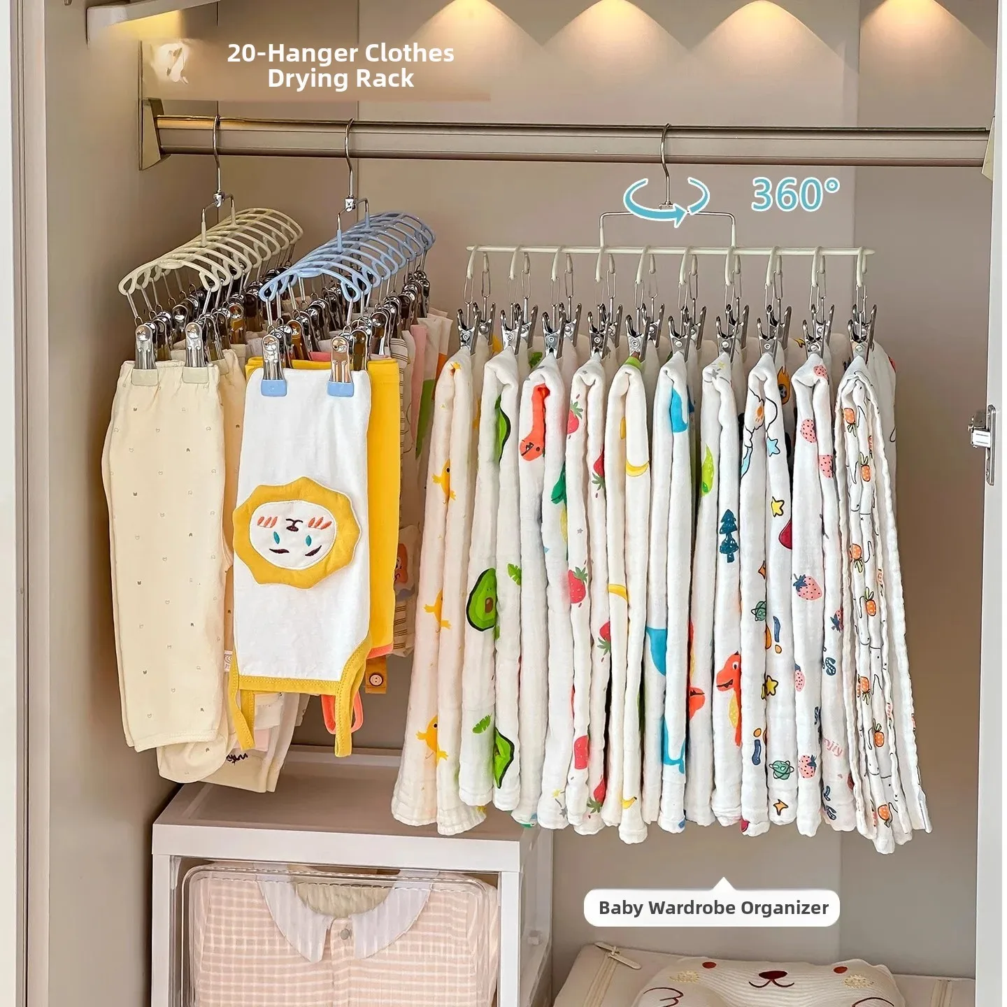 Children's Clothes Hanger Multi-Function Storage Organizer Bib Socks Clip Plastic Coat Hanger Home Laundry Drying Rack