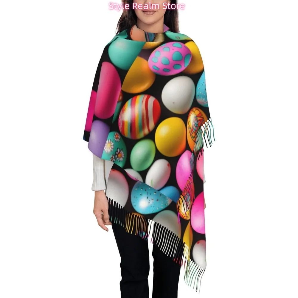 

Пасхальные яйца с принтом, женский модный зимний шарф, мягкие длинные стильные теплые шаль, шарфы, накидки