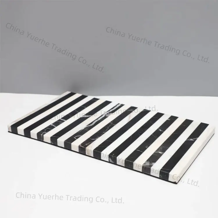 

Simple modern marble black and white striped tray ornament model room home living room coffee table table soft decoration