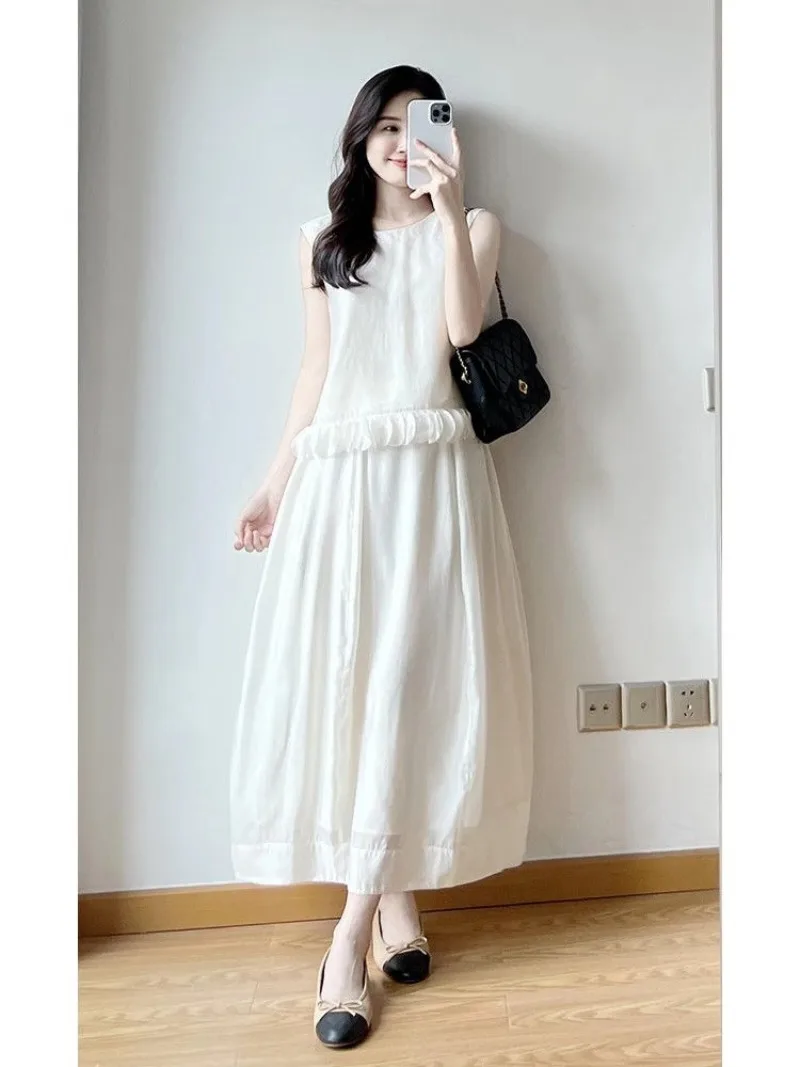 

New Korean Fashion Two Piece Set Women Summer 3D Petal Sleeveless Vest Top + A-line Loose Skirt Sweet Girl Student Outfit
