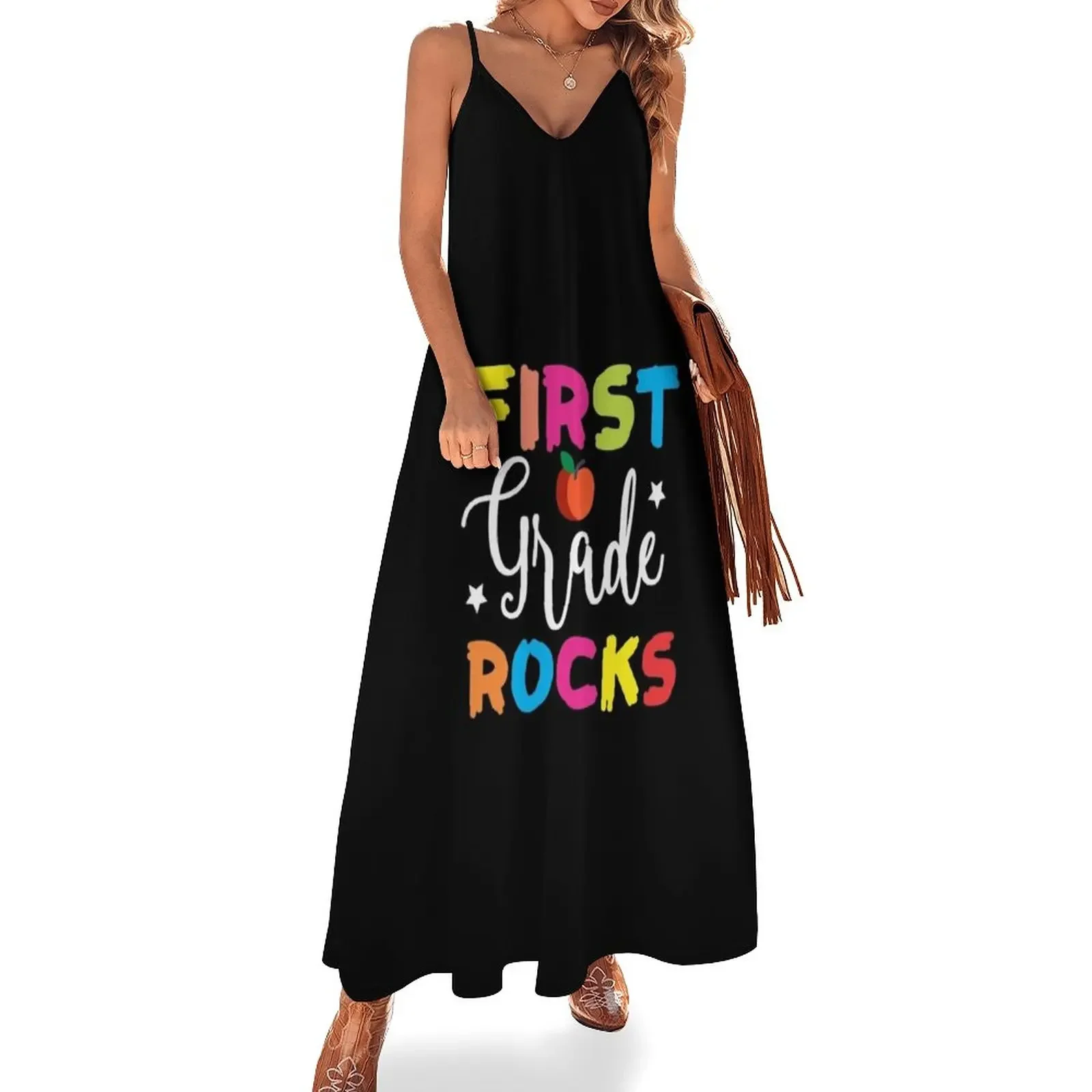 

1st Grade Class Student Teacher Trendy Back To School Gift - First Grade Rocks Sleeveless Dress Women's clothing Dress