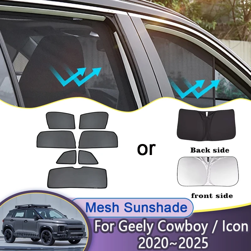 

Sun Visor For Geely Icon Cowboy 2020~2025 Car Mesh Sunshade Magnetic Window Shades Curtains Auto Accessories 2021 2022 2023 2024