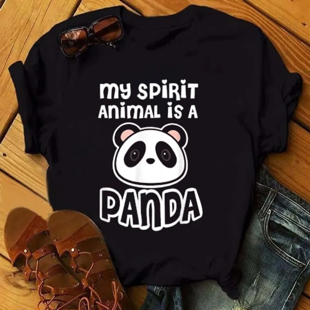 2023 New Cute Panda T Shirts for Women Just A Girl Who Loves Pandas Print T Shirt Funny Birthday Gift Women Top