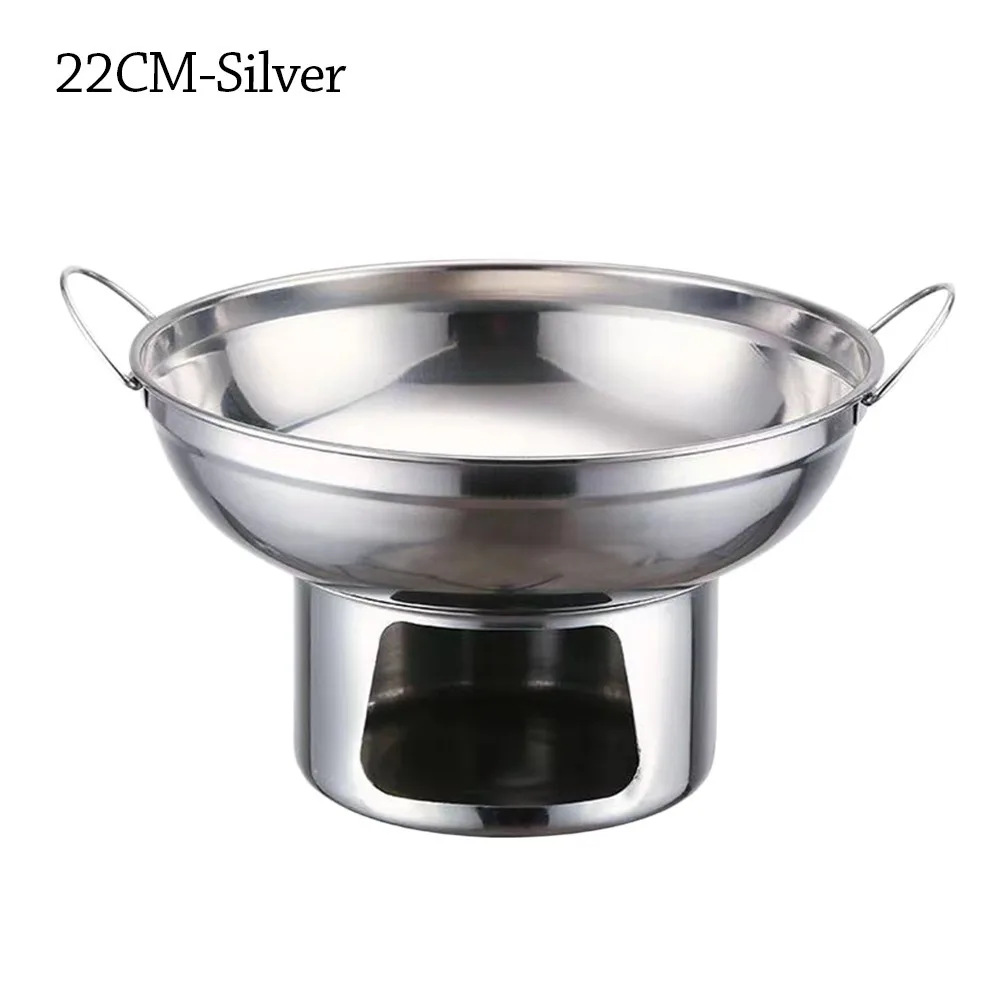 Durable 20/22cm Hot Pot Thickened Stainless Steel Stove Double Ears Cooking Kitchen Cookware Outdoors