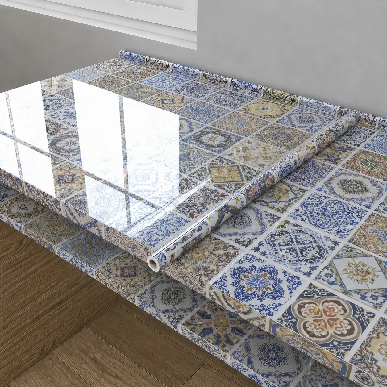 Waterproof And Oil-Resistant Wallpaper Featuring European-Style Pattern Suitable For Kitchen Wall Bathroom And Cabinet Surface.