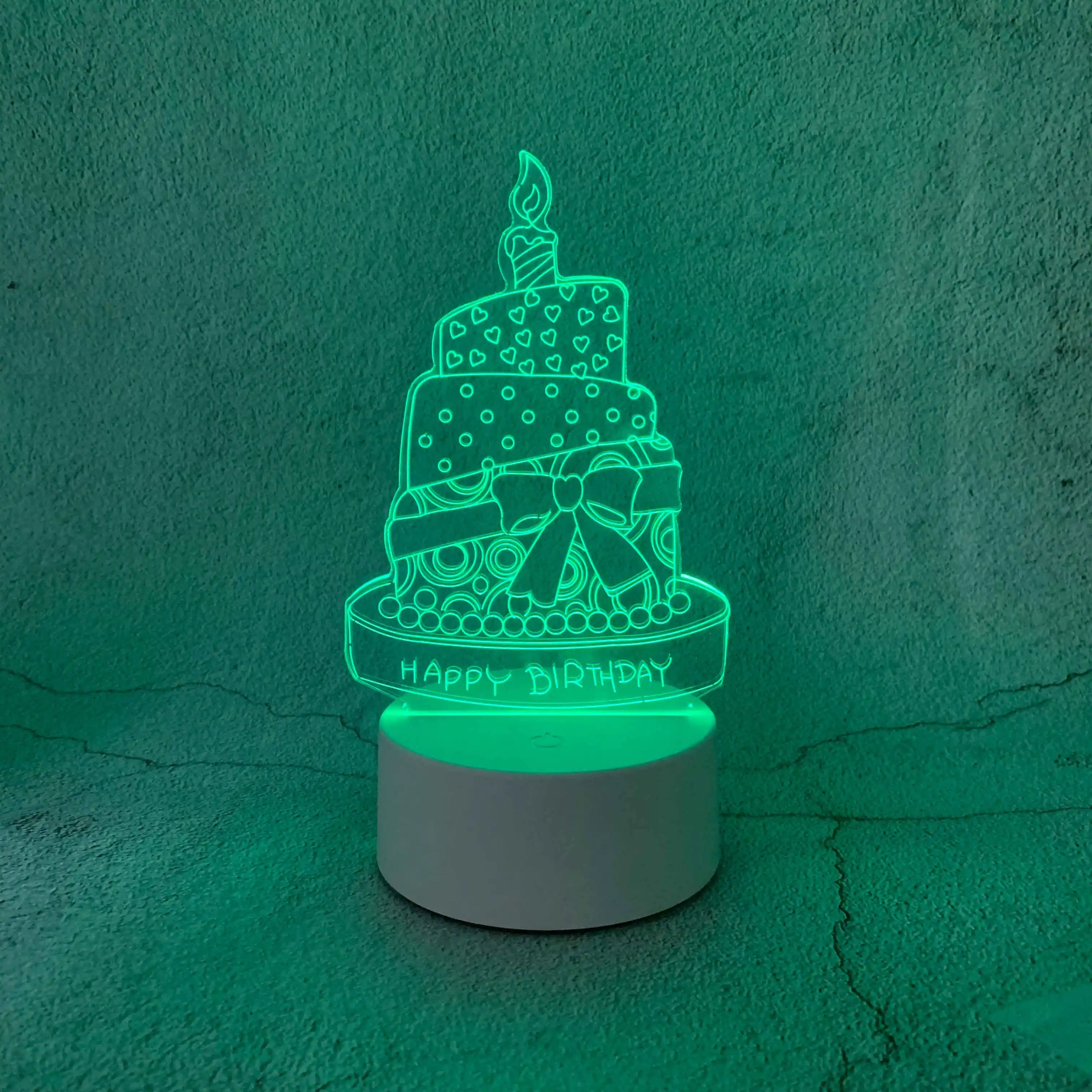 Creative Colorful Acrylic Birthday Cake 3D Plug-in Bedroom Bed Simple Nightlight