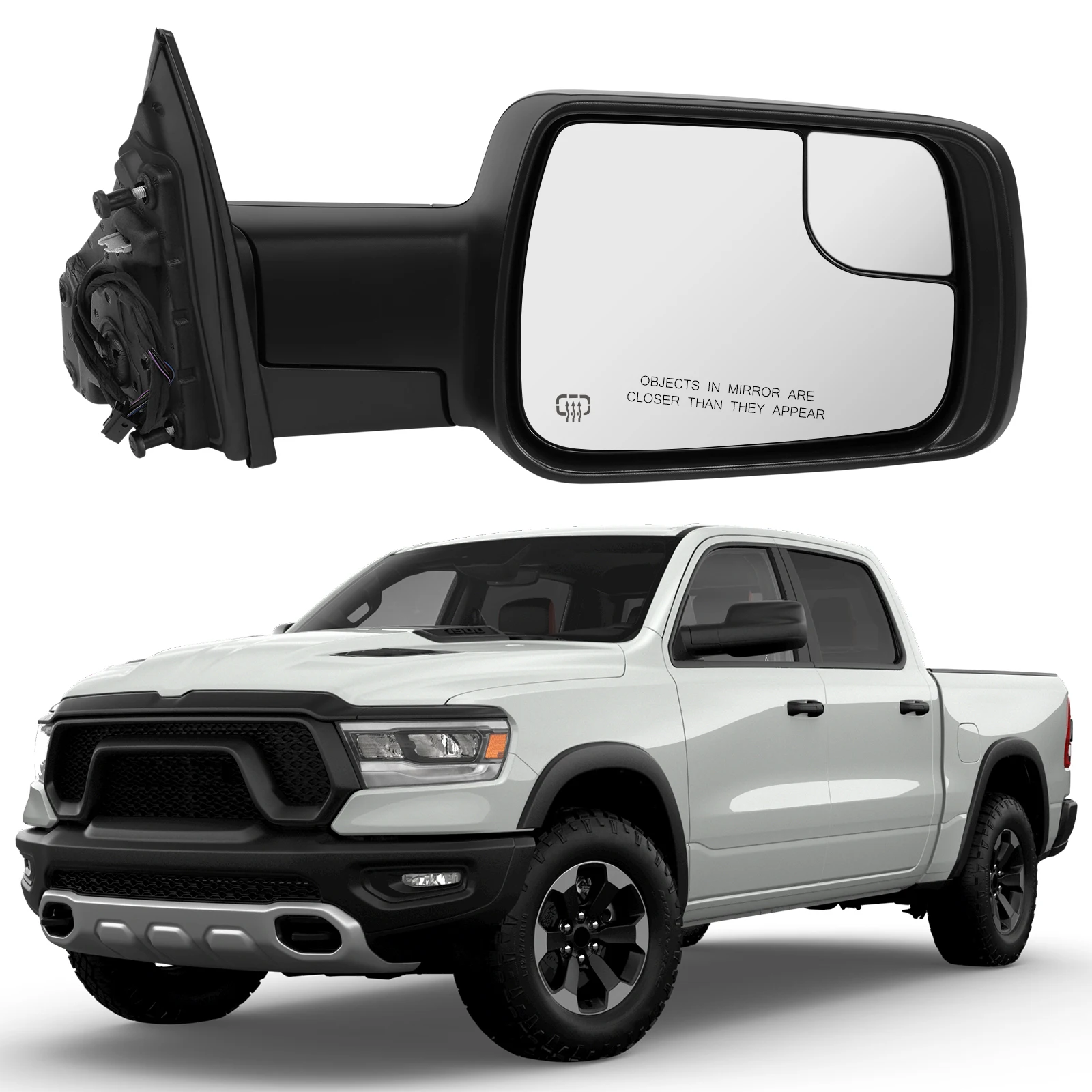 

5Pin Right Car Review Mirror For Dodge Ram 1500 2019-2024 with Power Heated Glass/Manual Folding ‎‎68276498AH CH1321471
