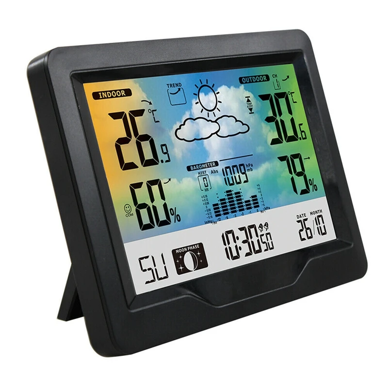 Estación meteorológica para interiores y exteriores, medidor de temperatura y humedad, higrómetro, pronóstico del tiempo, función de repetición, reloj, 3383F