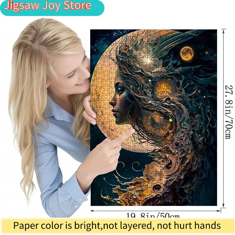 Colorful Moon Goddess Jigsaw Puzzle | Vibrant Abstract Design, Celestial Art Pattern, Challenging & Entertaining, Family Acti