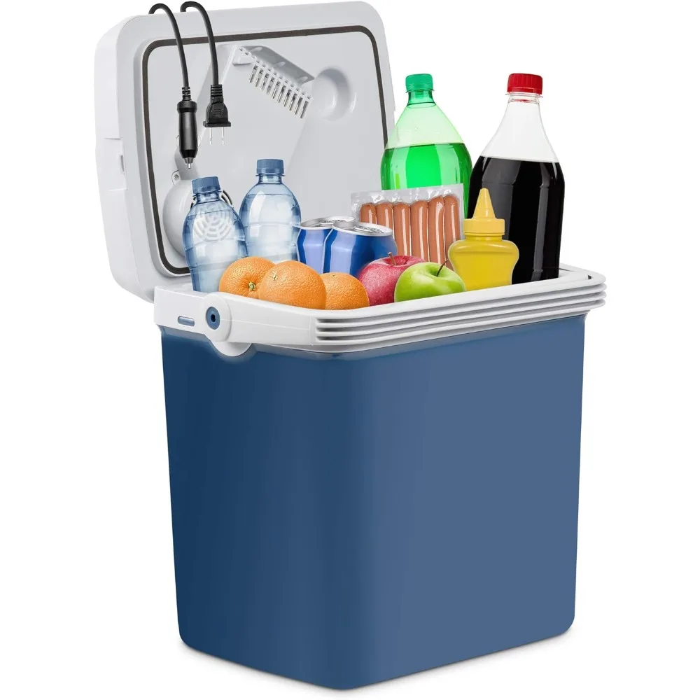 

Electric Cooler & Warmer with Handle |27 Quart (25 L) Portable Thermoelectric Fridge For vehicles
