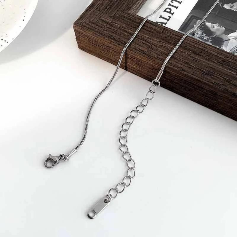 Round Beads Steel Chain Necklace for Women Men Korean Fashion Beaded Collar Choker Necklace Y2K Jewelry