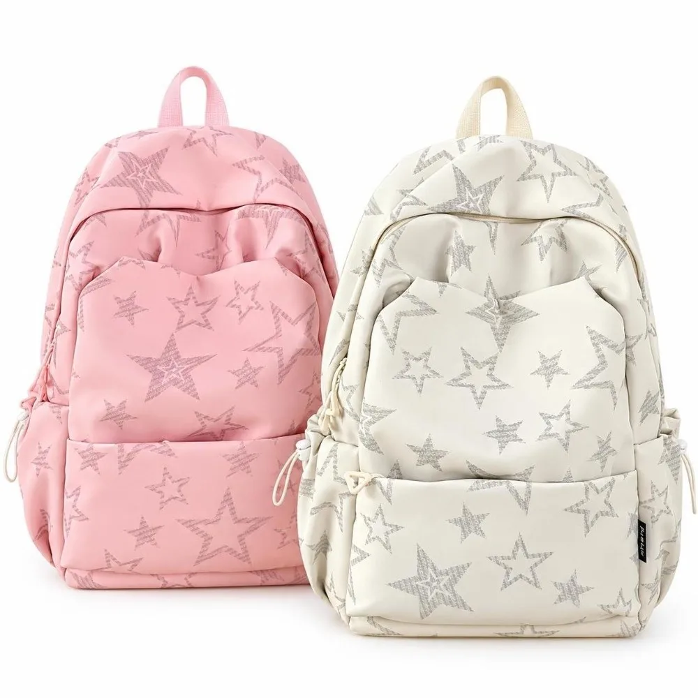 Large Capacity Star Printed Backpacks Nylon Lightweight Students Schoolbag Casual Multi-pocket Laptop Backpack for School