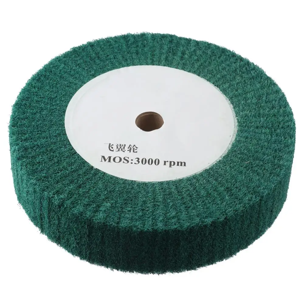 150mm / 200mm Polishing Burnishing Wheel Nylon Wire Drawing Green Wire Drawing Abrasive Flap Wheel 3000 RPM 20mm / 0.79