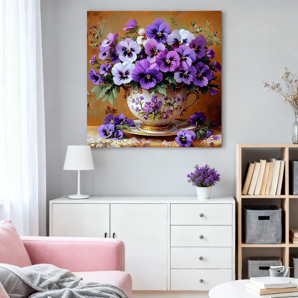 HUACAN 5D Diamond Mosaic Rose Flower Painting Cross Stitch Art Kits Peony Floral Diy Full Square Round Home Bedroom Wall Decor view 3