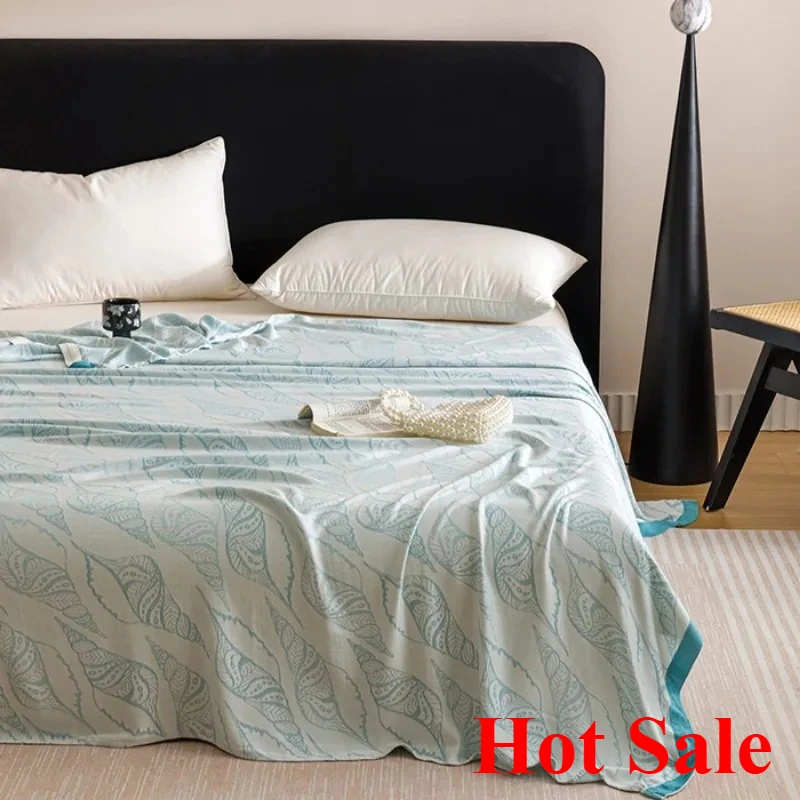 Smooth Bamboo Fiber Jacquard Multifunctional Double-layer Gauze Cold Blanket Towel Quilt