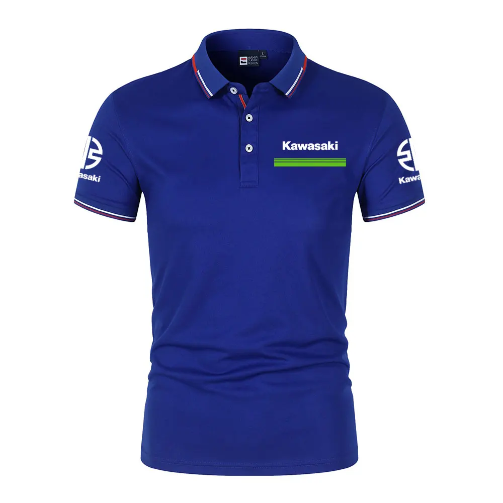 Kawasaki Logo Racing Teams Men Polo Shirt Summer Short Sleeve Casual Male Polos T-shirt 2024 New Fashion Man Clothes Tops