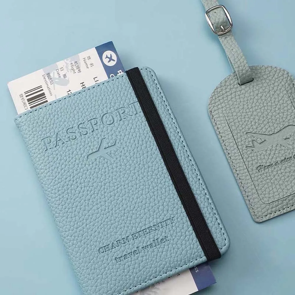 Large Capacity RFID Passport Holder Elastic Strap Wallet Credential Storage Bag Litchi Grain Coin Purse PU Card Bag Daily