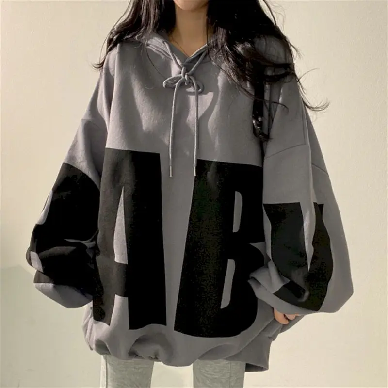 Womens Fashion Pullover Tops Letter Printed Hoodies Women 2024 autumn Summer Thicken Streetwear Sports Loose Casual Hooded