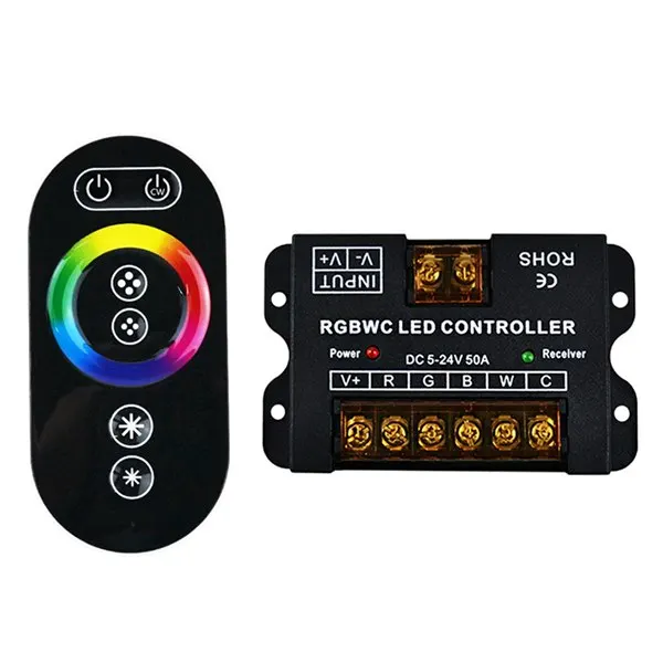 

Discount LED Light Strip Controller High Power RGBWC Lamp Remote Control Light Strip Dimmer Iron Shell Wireless Remote