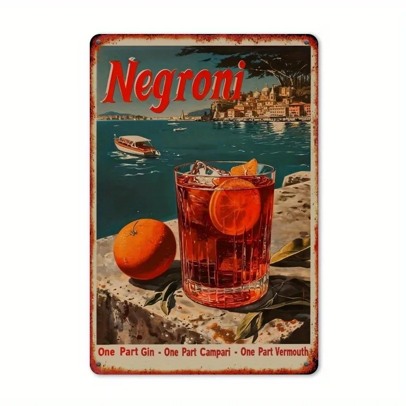 Tin Metal Signs Retro Metal 1pc Negroni Cocktail Themed Tin Sign | 8x12 i