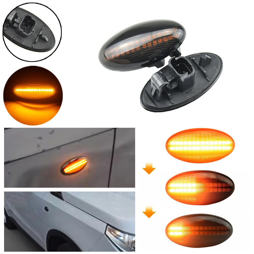 

Dynamic LED Flashing Turn Signal Lamp Side Marker Lights For Peugeot 307 206 407 107 607 1007 Citroen C1 C2 C3 C5 C6 Indicator