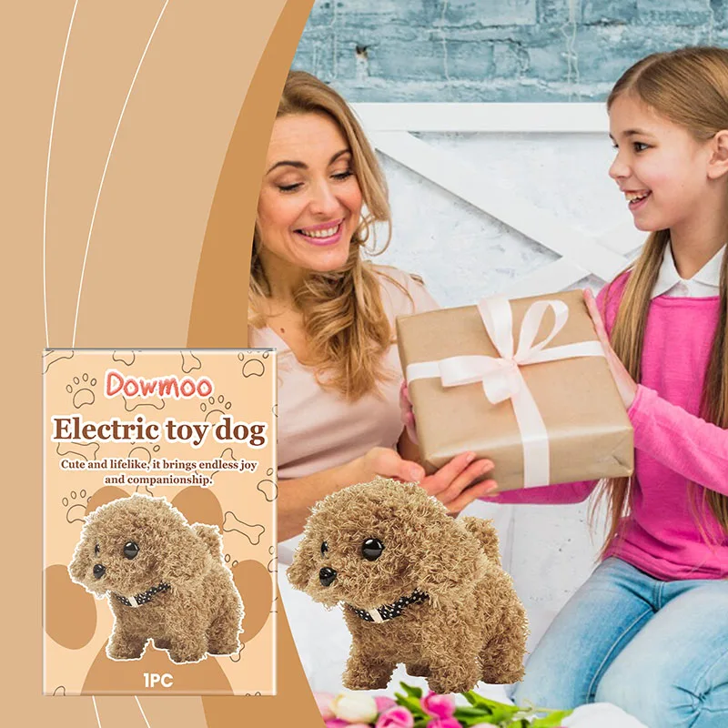 Perro de peluche eléctrico de juguete, cachorro interactivo realista, perro animado relleno para niños