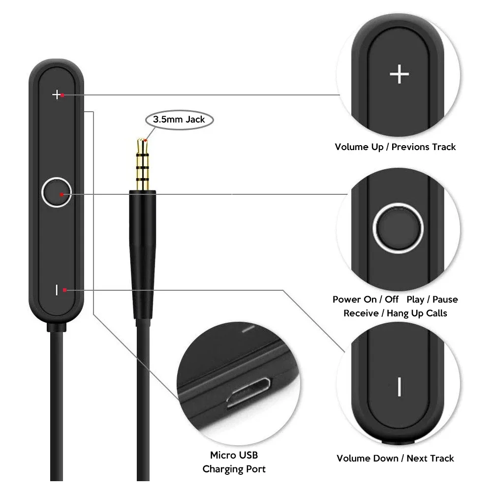 Bluetooth 5.0 Handsfree Mini Wireless Music Adapter Stereo A2DP Audio Receiver For Bang & Olufsen B&O H7 H8 H6 H9 Headphones