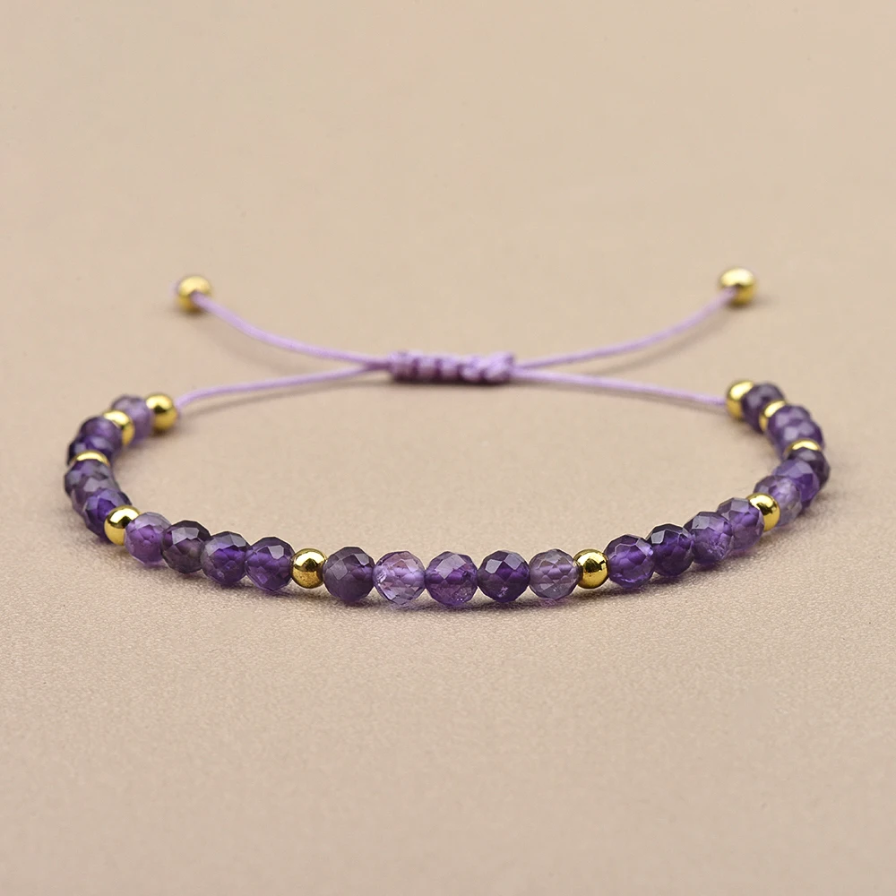 4mm Hematite And Natural Stone Bead Braided Adjustable Bracelet Suitable For Men And Women Daily Wear Holiday Gift Jewelry