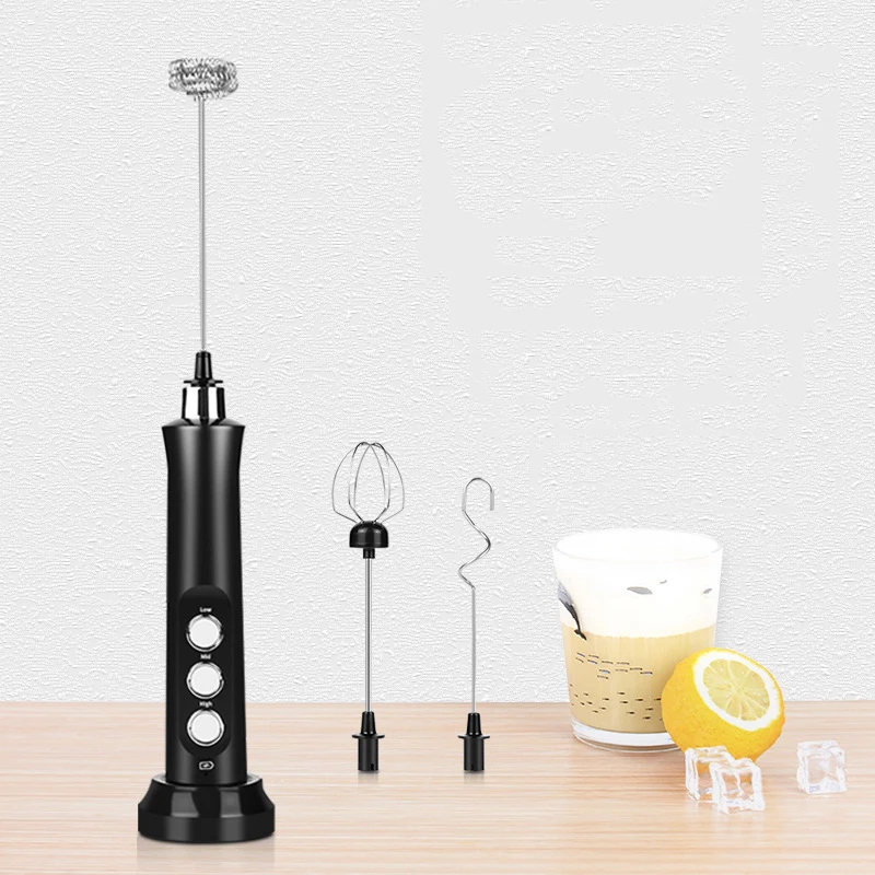 Milk Frother 3 In 1 Portable Electric Rechargeable Milk Foam Maker Handheld Foamer High Speeds Milk Coffee Frother Drink Mixer