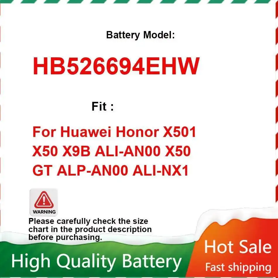 

Аккумулятор мобильного телефона HB526694EHW 5800 мАч для Huawei Honor X501 X50 X9B Ali-AN00 GT Alp-AN00 Ali-NX1