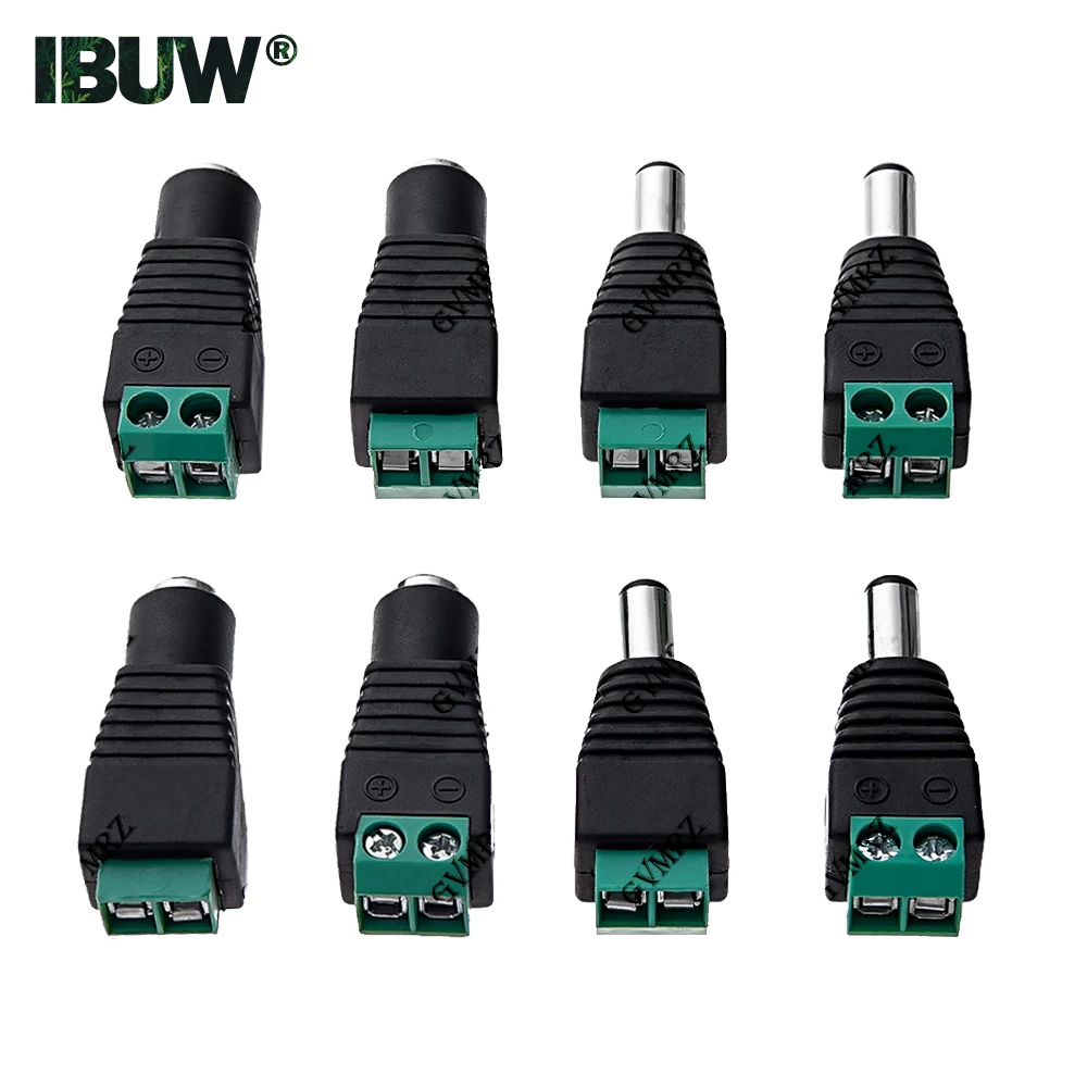 5PCS 12V 2.1 x 5.5mm DC Power Male Plug Jack Adapter Connector Plug for CCTV single color LED Light The socket 5.5*2.5mm