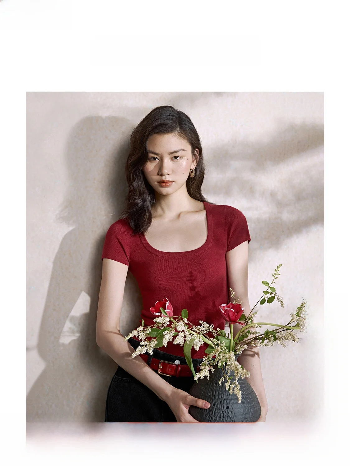 

Женский вязаный свитер из чистой шерсти с коротким рукавом, бесшовный базовый слой, повседневный стиль, мягкий, средней толщины, осенний